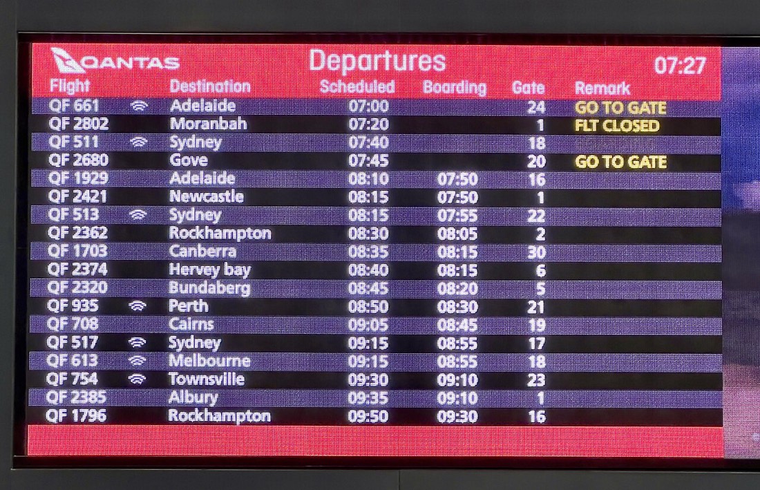 Tablero de salidas en un aeropuerto